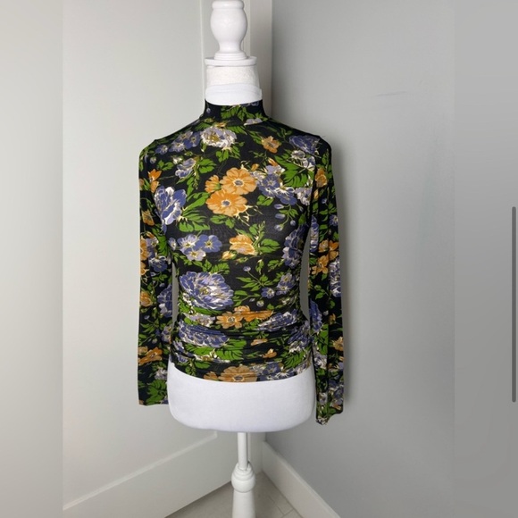 Farm Rio Capri Floral Print Turtleneck Top/ Size XS/S - Picture 5 of 13